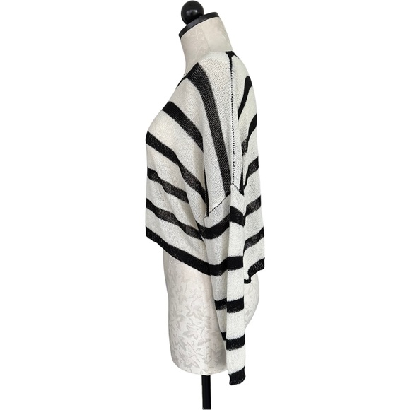 Superdown Adrianna Sweater Black White Striped Cropped Open Knit Size Small - Picture 9 of 15
